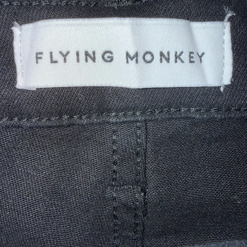 FLYING MONKEY High Rise Crop Straight Jeans Womens 29 Jet Black Raw Hem Denim
